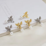 Baroque Angel Wings Pearl Earrings s925 Silver DIY Earrings Accessories
