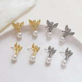 Baroque Angel Wings Pearl Earrings s925 Silver DIY Earrings Accessories