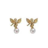 Baroque Angel Wings Pearl Earrings s925 Silver DIY Earrings Accessories