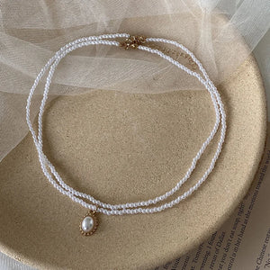 Baroque Double Pearl Necklace Elegant Choker Necklace