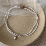 Baroque Double Pearl Necklace Elegant Choker Necklace