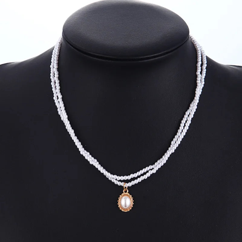 Baroque Double Pearl Necklace Elegant Choker Necklace