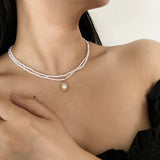 Baroque Double Pearl Necklace Elegant Choker Necklace
