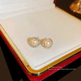 Baroque Heart Pearl Earrings Women Needle Small Sense Earrings Ear Stud