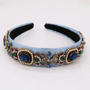 Baroque Metal Crystal Flower Headband Tiaras Crowns Wedding Hair Accessories