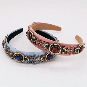 Baroque Metal Crystal Flower Headband Tiaras Crowns Wedding Hair Accessories