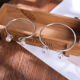 Adjustable Metal Ring and Bell Bangle Bracelet for Women
