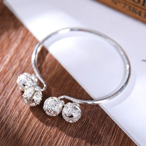 Adjustable Metal Ring and Bell Bangle Bracelet for Women