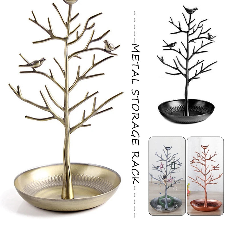 Vintage Bird Tree Jewelry Organizer Stand