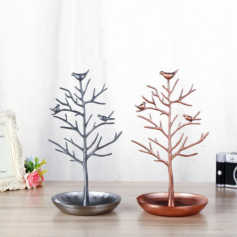 Vintage Bird Tree Jewelry Organizer Stand