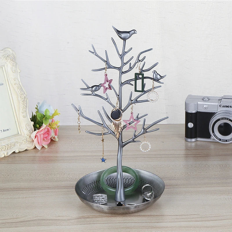 Vintage Bird Tree Jewelry Organizer Stand