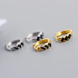 Square Zircon Hoop Earrings 925 Silver Gothic Punk Jewelry