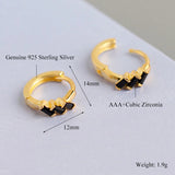 Square Zircon Hoop Earrings 925 Silver Gothic Punk Jewelry