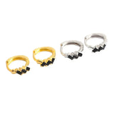 Square Zircon Hoop Earrings 925 Silver Gothic Punk Jewelry