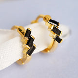 Square Zircon Hoop Earrings 925 Silver Gothic Punk Jewelry