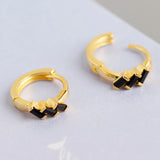 Square Zircon Hoop Earrings 925 Silver Gothic Punk Jewelry
