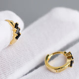 Square Zircon Hoop Earrings 925 Silver Gothic Punk Jewelry