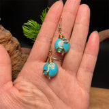 Turquoise Beads Twist Metal Drop Dangle Earrings Gem Hook Jewelry