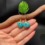Turquoise Beads Twist Metal Drop Dangle Earrings Gem Hook Jewelry