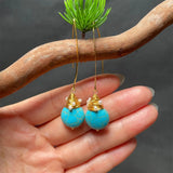 Turquoise Beads Twist Metal Drop Dangle Earrings Gem Hook Jewelry