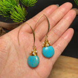 Turquoise Beads Twist Metal Drop Dangle Earrings Gem Hook Jewelry