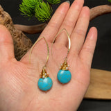 Turquoise Beads Twist Metal Drop Dangle Earrings Gem Hook Jewelry