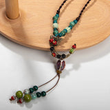 Bohemian Ceramic Necklace with Butterfly and Moon Charms