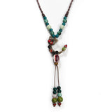 Bohemian Ceramic Necklace with Butterfly and Moon Charms