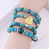 Boho Multilayer Crystal Beads Heart Charms Bracelet
