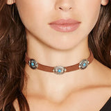 Boho Flower Necklace Turquoise Pendant Women Statement Jewelry