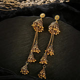 Retro Bollywood Oxidized Women Jhumka Indian Earrings Ethnic Silver Tassel Drop