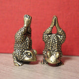 Brass Handstand Frog Statue Desktop Ornament Toad Figurine Home Decor