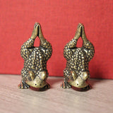 Brass Handstand Frog Statue Desktop Ornament Toad Figurine Home Decor
