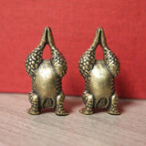 Brass Handstand Frog Statue Desktop Ornament Toad Figurine Home Decor