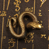 Brass Snake Figurines Home Decor Pure Copper Animal Statue Crafts Tea Pet