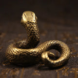 Brass Snake Figurines Home Decor Pure Copper Animal Statue Crafts Tea Pet