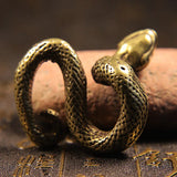 Brass Snake Figurines Home Decor Pure Copper Animal Statue Crafts Tea Pet