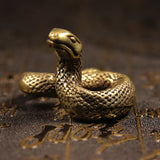 Brass Snake Figurines Home Decor Pure Copper Animal Statue Crafts Tea Pet