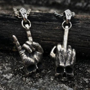 Skull Pendant Necklace Biker Rock Punk Jewelry Antique Chain Boyfriend Gift