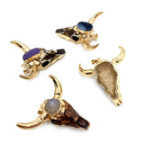 Retro Bull Head Pendant Plated Horn Crystal Necklace Gift