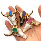 Retro Bull Head Pendant Plated Horn Crystal Necklace Gift