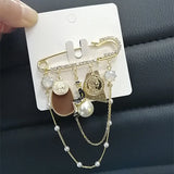 Retro Camellia Chain Women Brooches Pins Badge Coat Crown Girl
