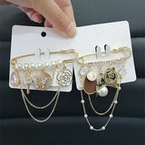 Retro Camellia Chain Women Brooches Pins Badge Coat Crown Girl