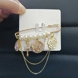 Retro Camellia Chain Women Brooches Pins Badge Coat Crown Girl