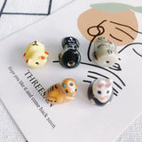 Hand Drawn Ceramic Bear Rabbit Pendant