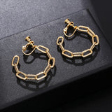 Vintage Metal Hoop Clip-on Earrings for Women Punk Jewelry