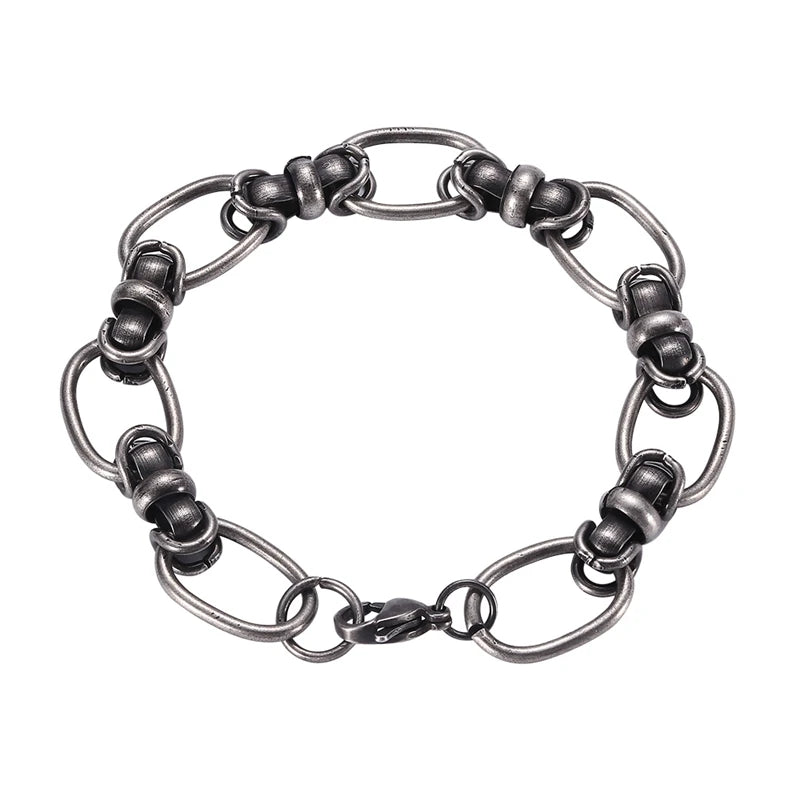 Retro Chain Link Men Bracelet Punk Rock Stainless Steel Bangles