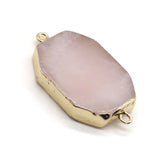 Retro Chakra Pendant Double Hole Beaded Rose Pink Crystal Quartz Stone