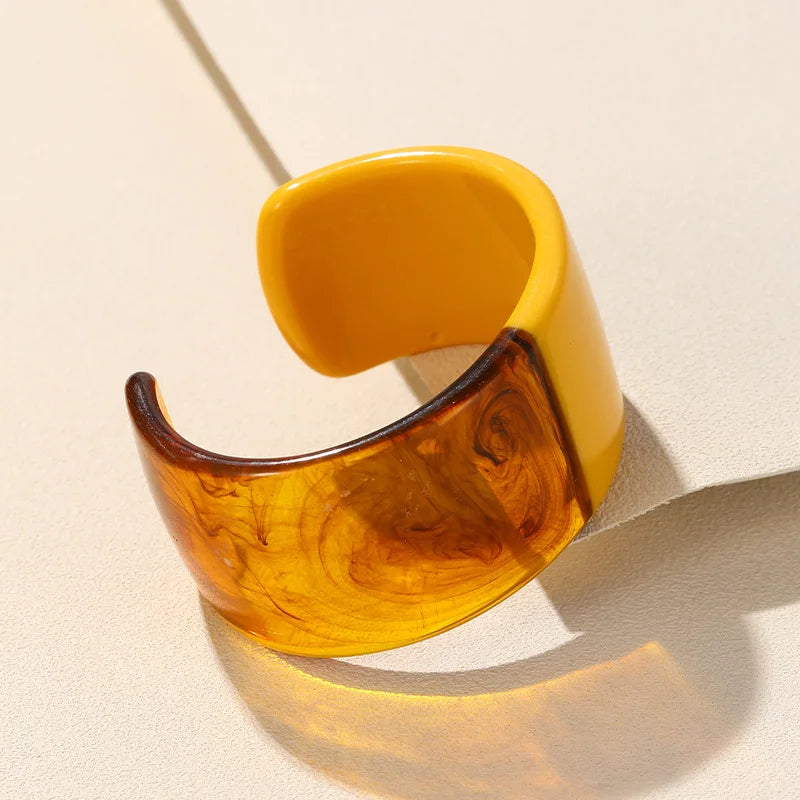 Vintage Resin Open Cuff Bracelet Women Geometric Wide Bangle