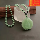 Vintage Green Jade GuanYin Buddha Pendant Amulet Necklace